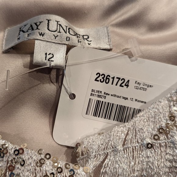 NWT - Kay Unger Silver Sequined Cropped Jacket (Size: 12) - Picture 3 of 9